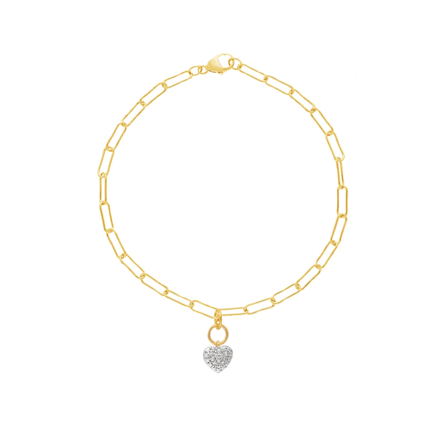 0.02ct Lab Grown Diamond Heart Bracelet in 9K Yellow Gold